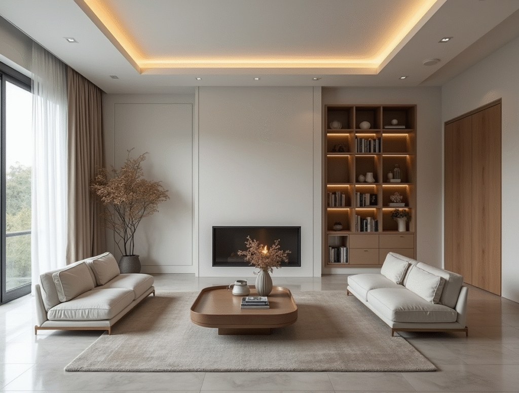 Không gian nội thất hiện đại với thiết kế đẹp mắt nhưng thiếu hơi ấm và cảm xúc, tạo cảm giác lạnh lẽo và xa cách.